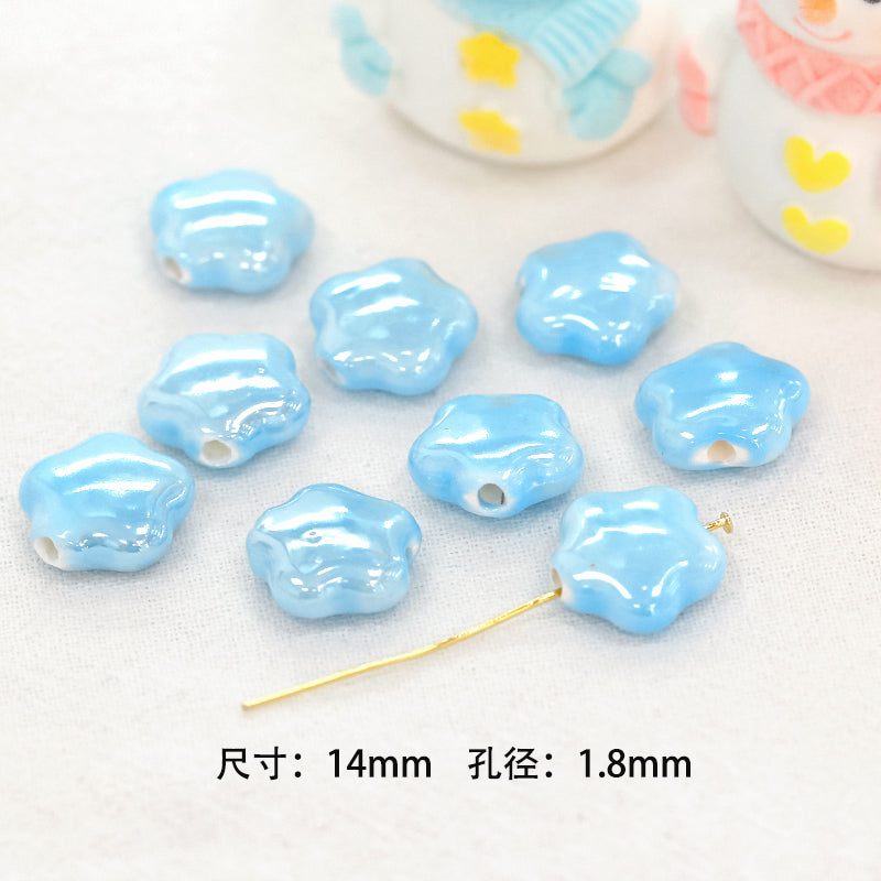 Al por mayor 30pcs japonés azul fresco cerámica linda acacia bean cordero cuentas