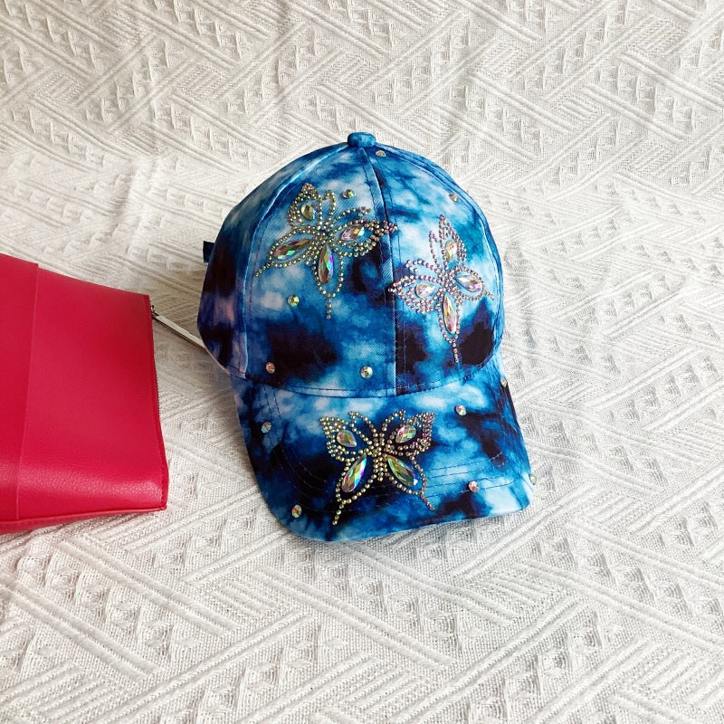 Wholesale Hot Diamond Glass Diamond Butterfly Baseball Cap