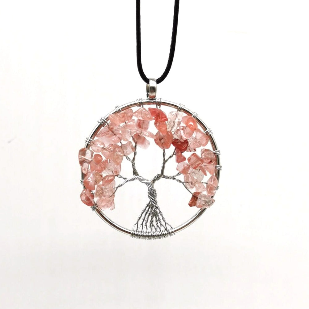 Wholesale Natural Colorful Crystal Life Tree Necklace