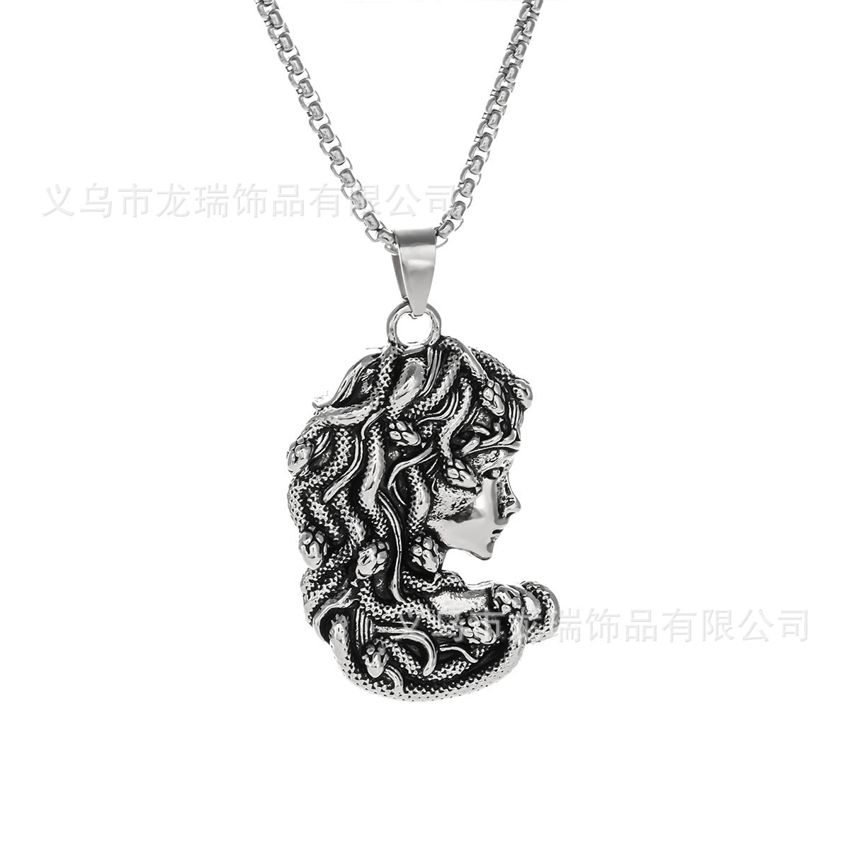 Wholesale Retro Punk Snake Medusa Stainless Steel Necklace