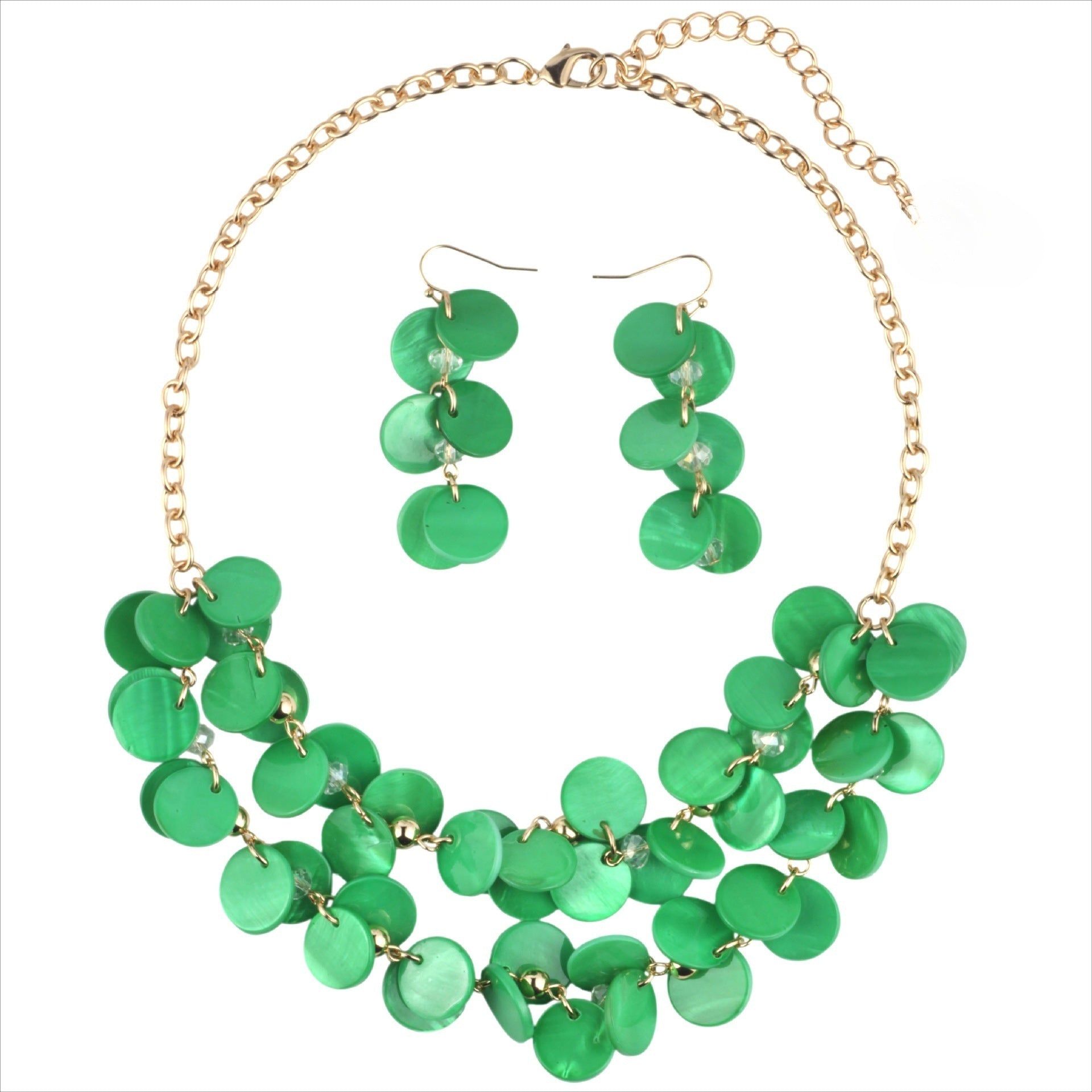 Wholesale Holiday Style Round Natural Dyed Shell Earrings Necklace