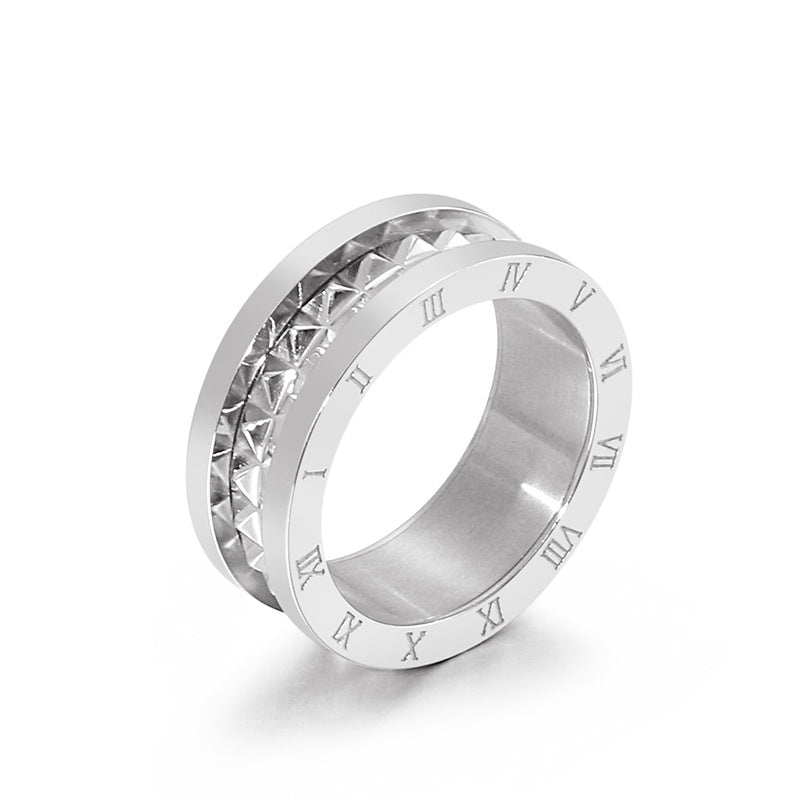 Wholesale Titanium Steel Gilded New Roman Numerals Ring