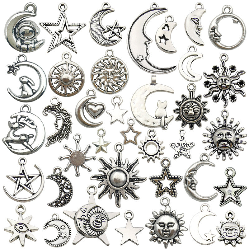 Wholesale Retro Alloy Star Moon Hollow Handmade Necklace Bracelet Pendant