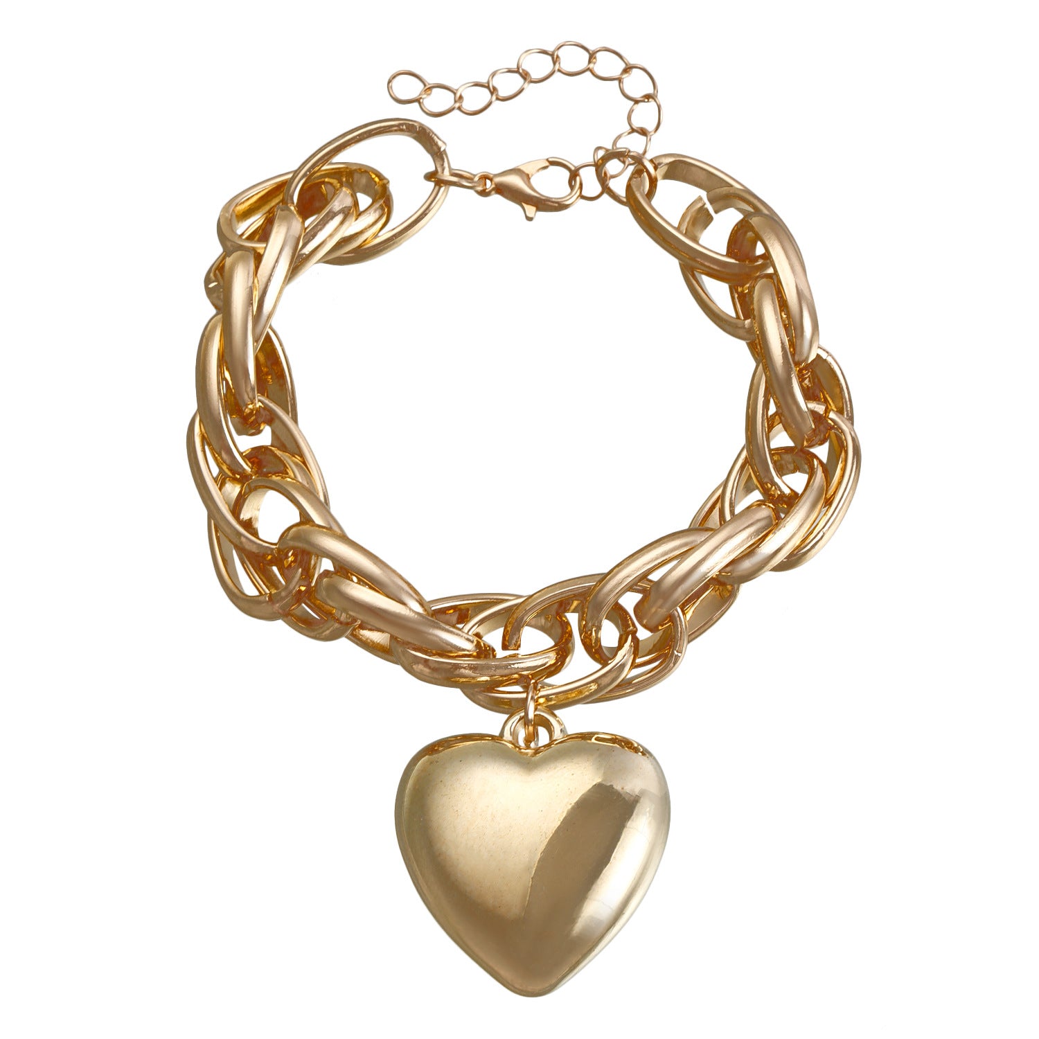Wholesale Hollow Out Thick O-shaped Chain Large Peach Heart Pendant Alloy Necklace