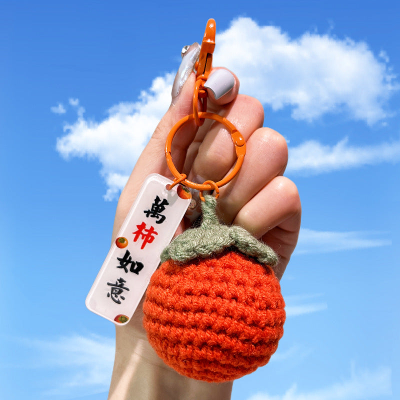 Wholesale Yarn Woven Persimmon Plush Keychain