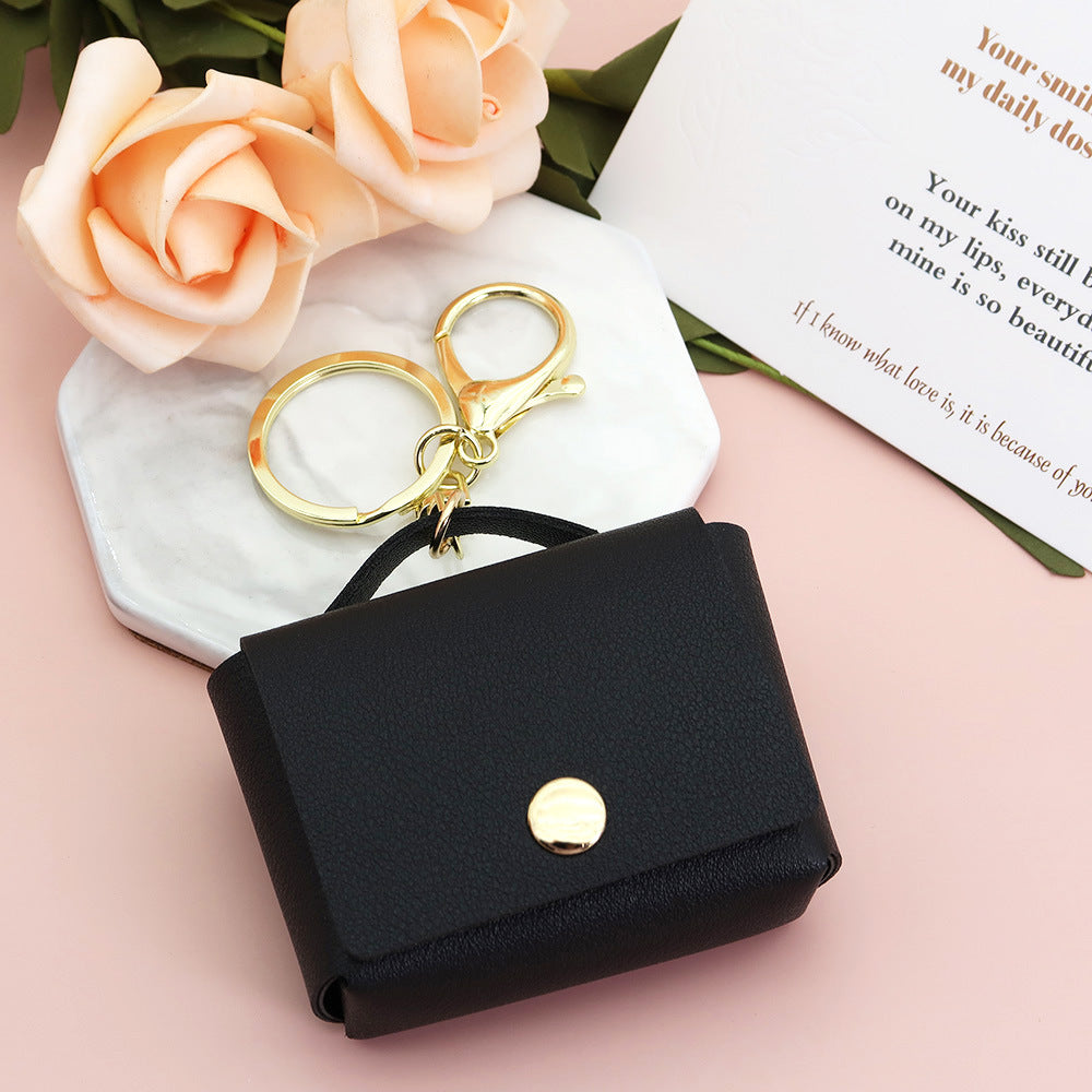Wholesale Creative Leather Mini Square Bag Coin Purse Keychain