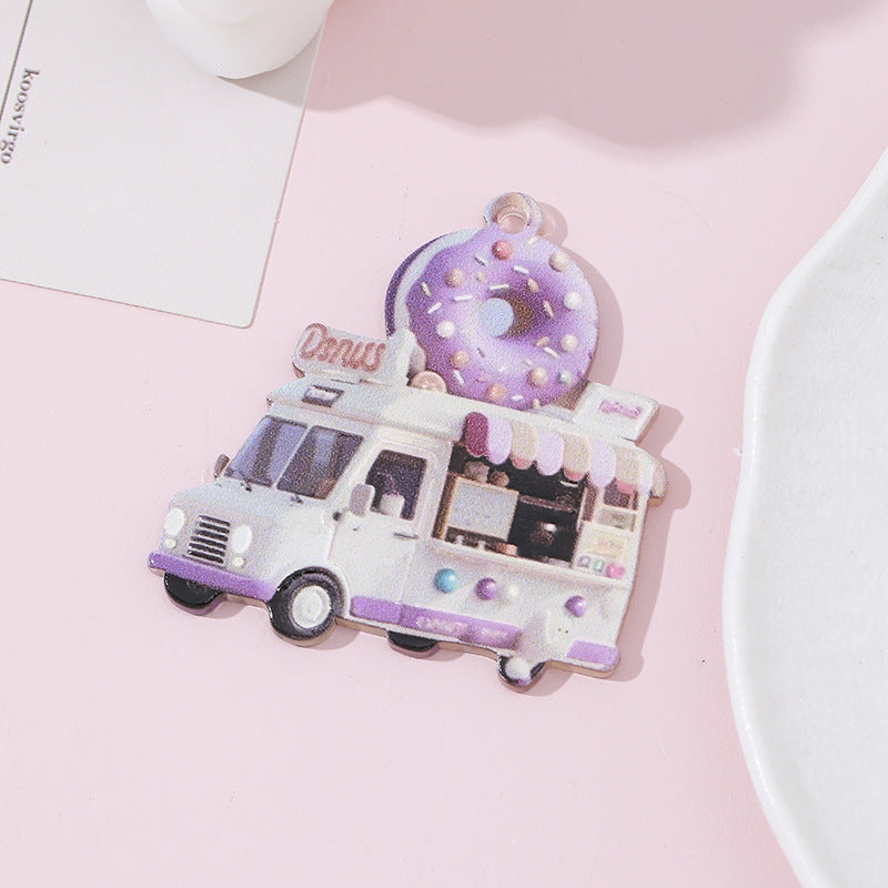 Wholesale 10pcs/ pack cute car donut hanging pendant diy mobile phone chain keychain