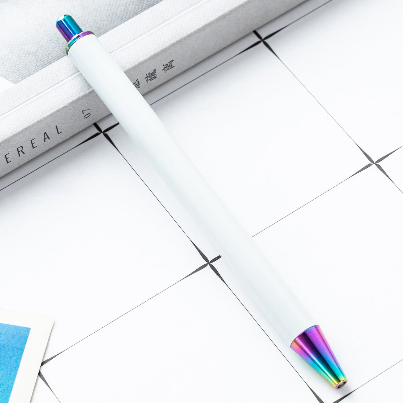 Wholesale Heat Transfer Push Metal Crystal Sticker Pen Push White Ballpoint Pen