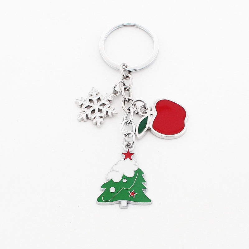 Wholesale Christmas Santa Claus Christmas Tree Drop Oil Zinc Alloy Keychain