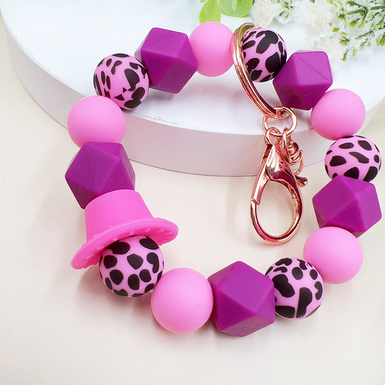 Wholesale Western Style Cowboy Hat Silicone Beaded Wrist Keychain