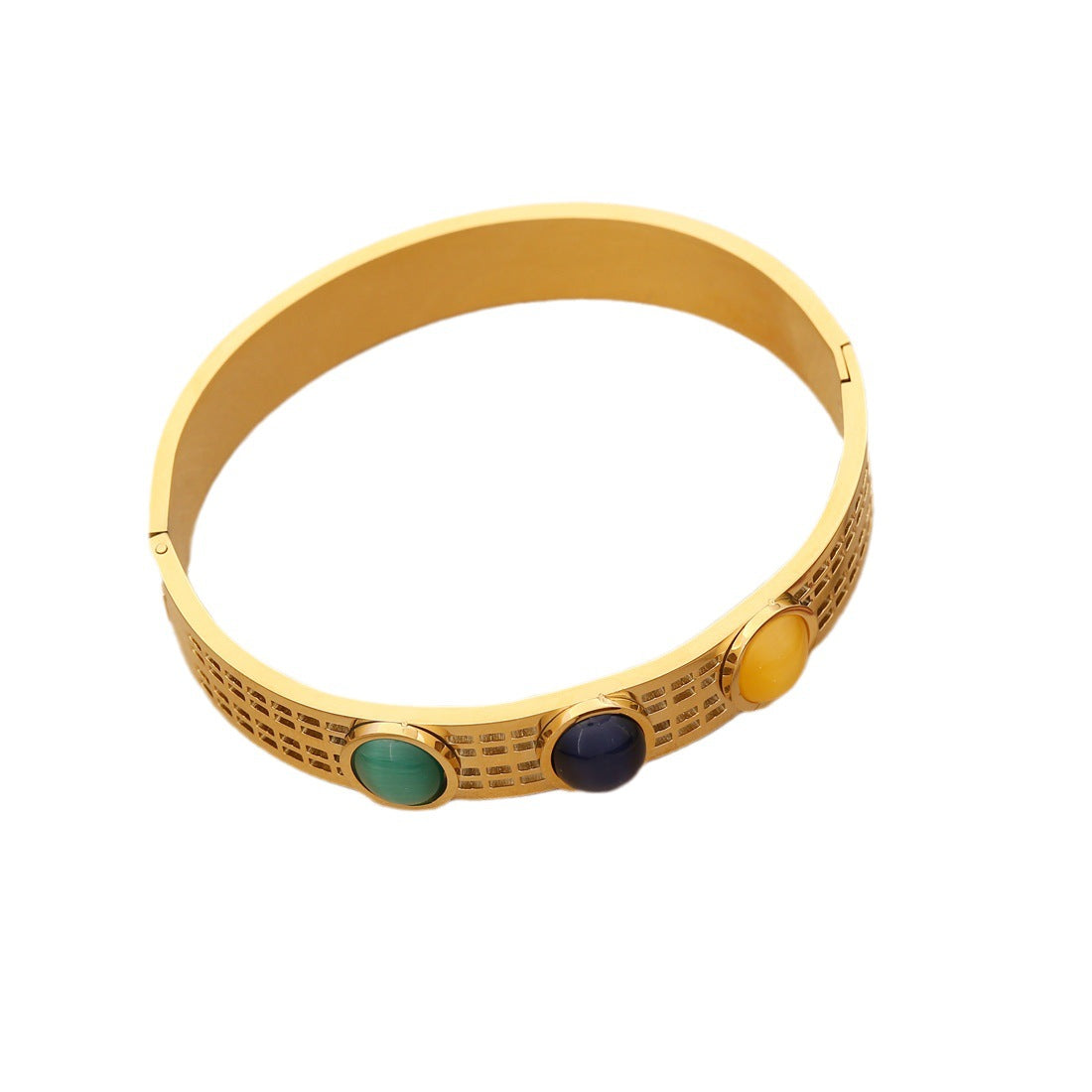 Wholesale Vintage Cat Eye Hand Style Stacked Stainless Steel Bracelet