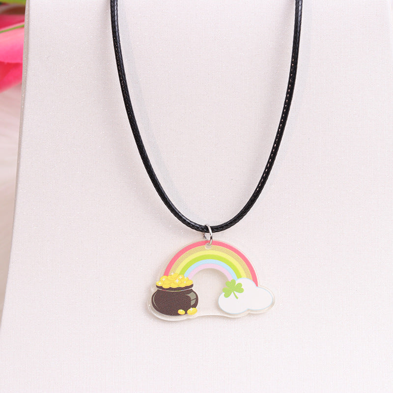 Wholesale St. Patrick's Day Beer Shamrock Rainbow Hat Pipe Necklace