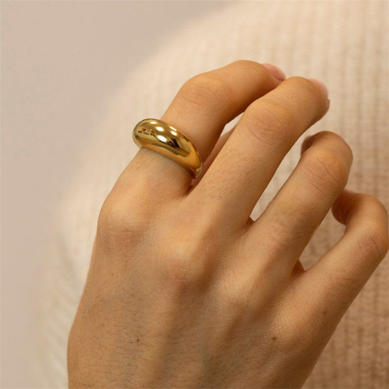 Wholesale stainless steel high-end hip-hop punk 18k gold plated ring