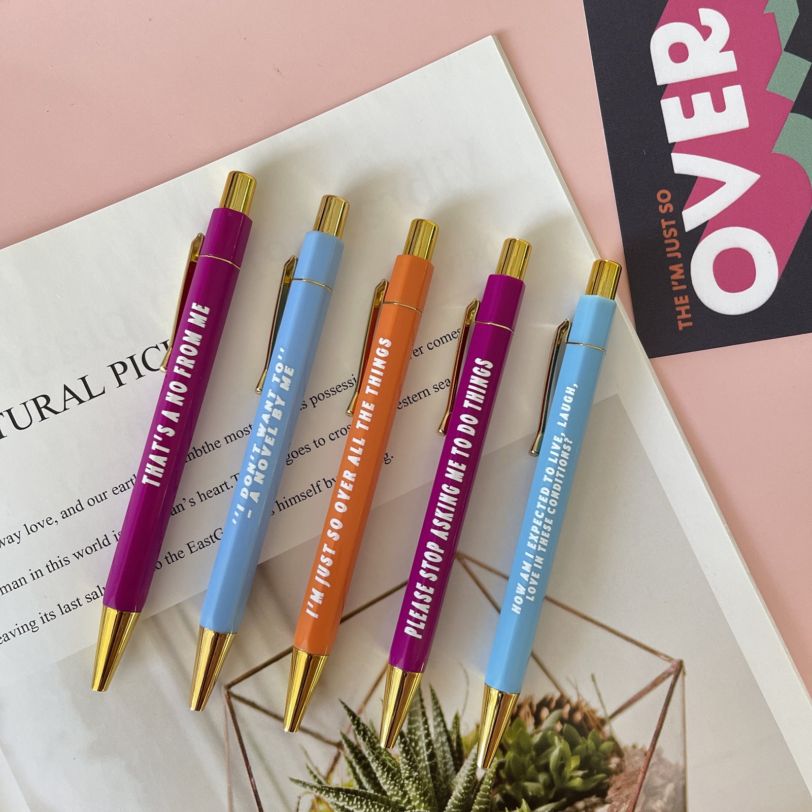 Wholesale Pens  Over It 5 Plastic Ballpoint Pen Set