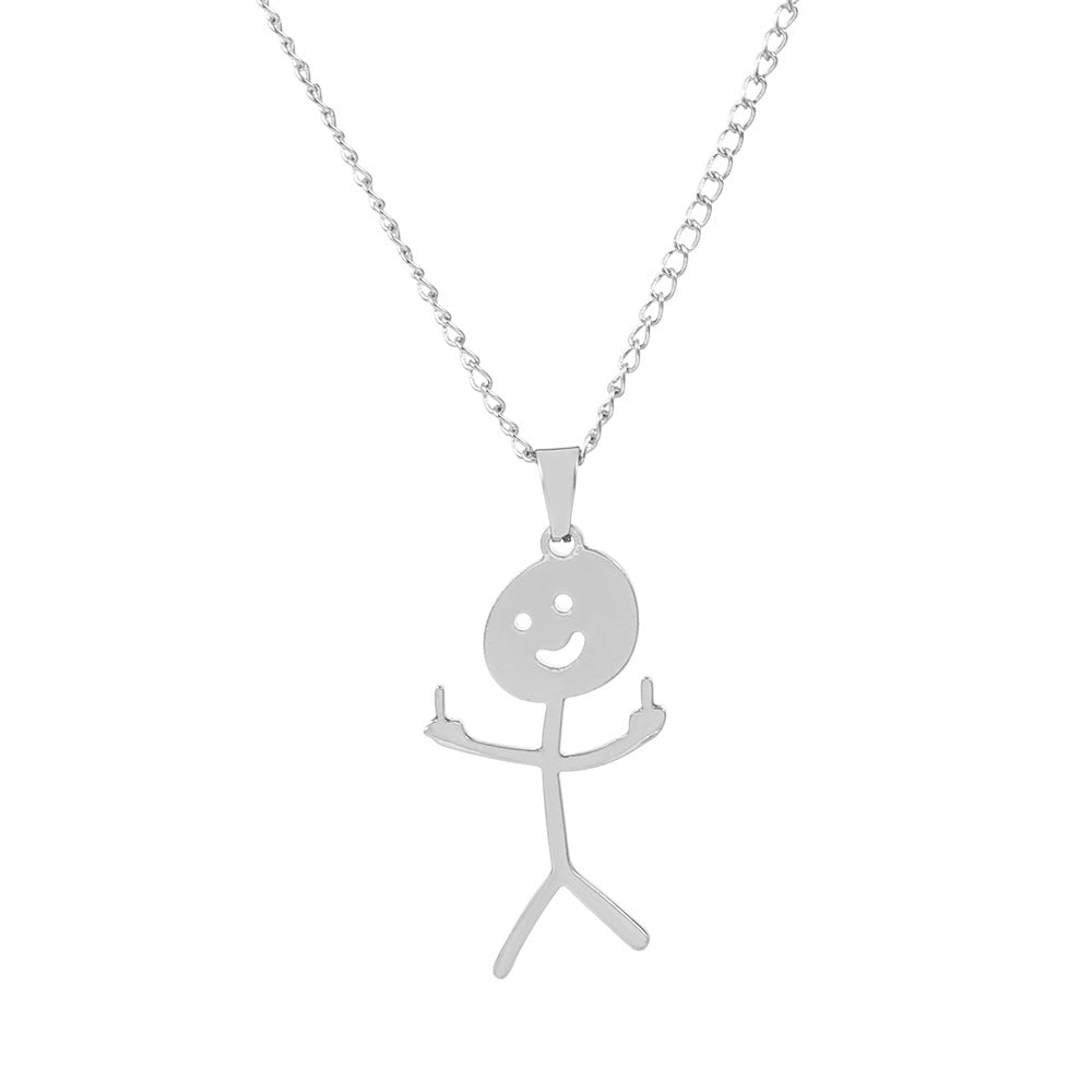 Wholesale Funny Middle Finger Funny Villain Stainless Steel Necklace