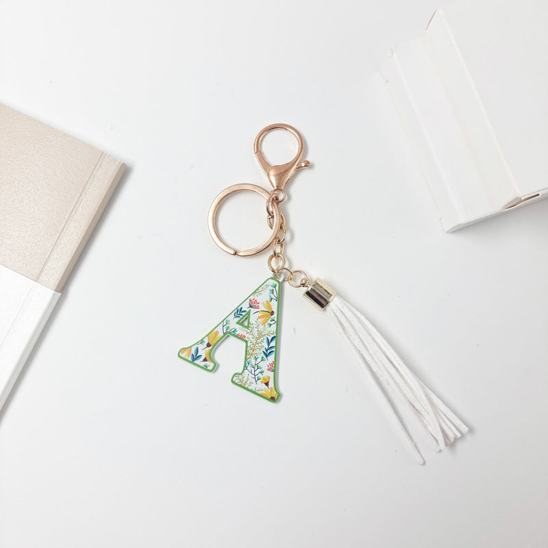 Wholesale Letter Colorful Tassel Zinc Alloy Keychain