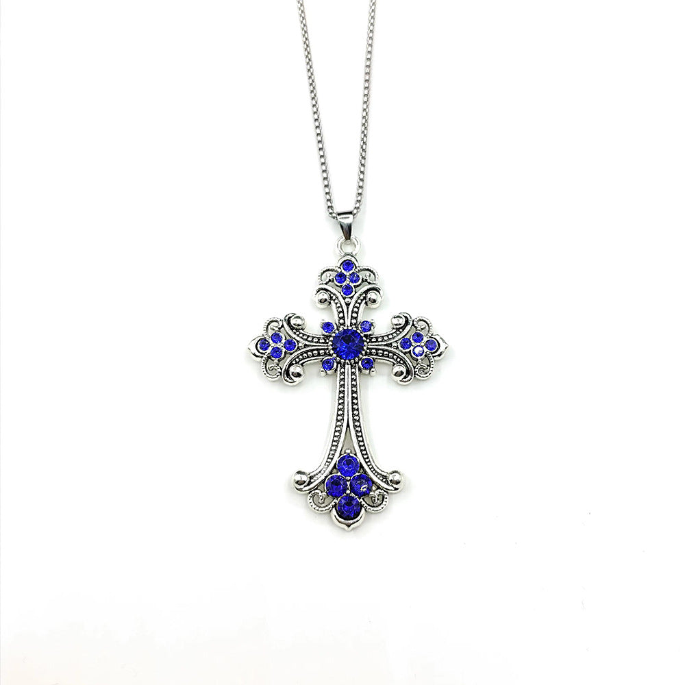 Wholesale Vintage Large Diamond Cross Pendant Necklace