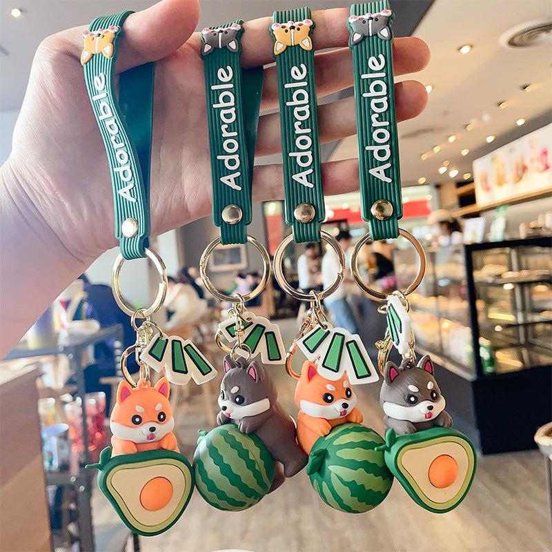Wholesale Cute Watermelon Shiba Inu PVC Keychain