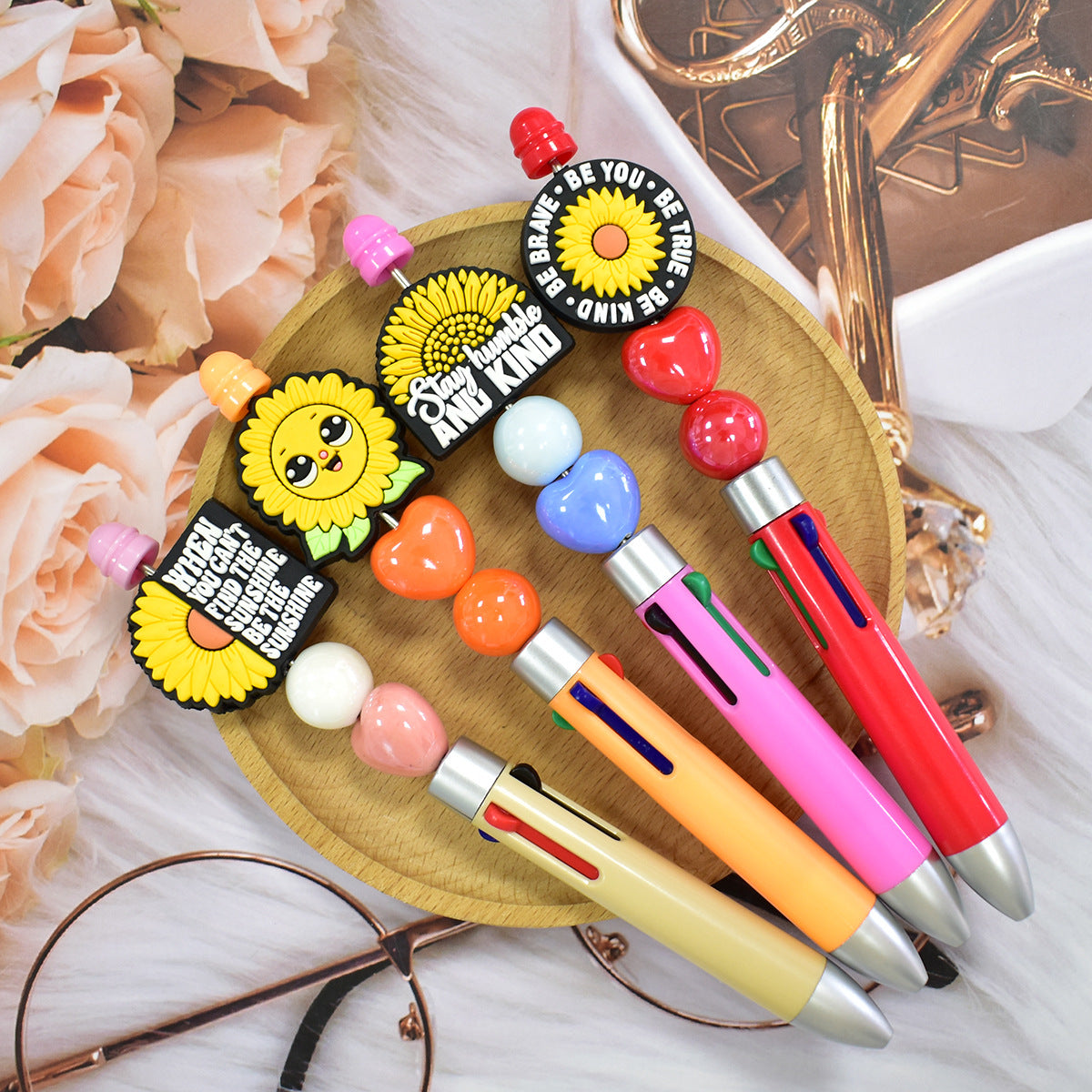 Wholesale  Random 100pcs/pack  Cartoon Sunflower Series Beads