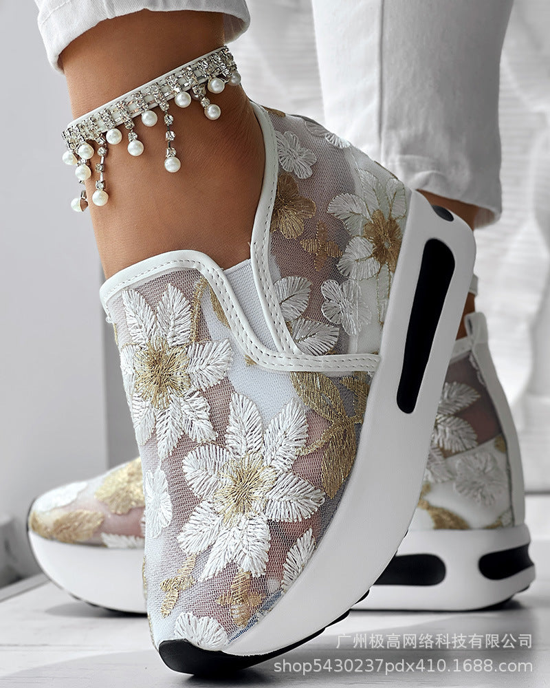 Wholesale Women's New Fashion All-match Colorful Rose Sneakers