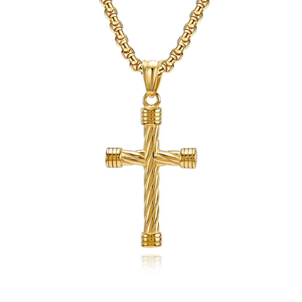 Wholesale Twisted Titanium Cross Men's Hip Hop Punk Necklace