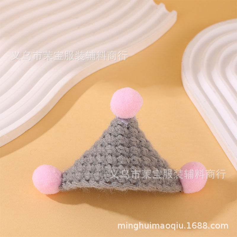Wholesale 10pcs/pack Mini Knitted Pet Doll Triangle Hat Pet Accessories DIY Wool Doll Accessories