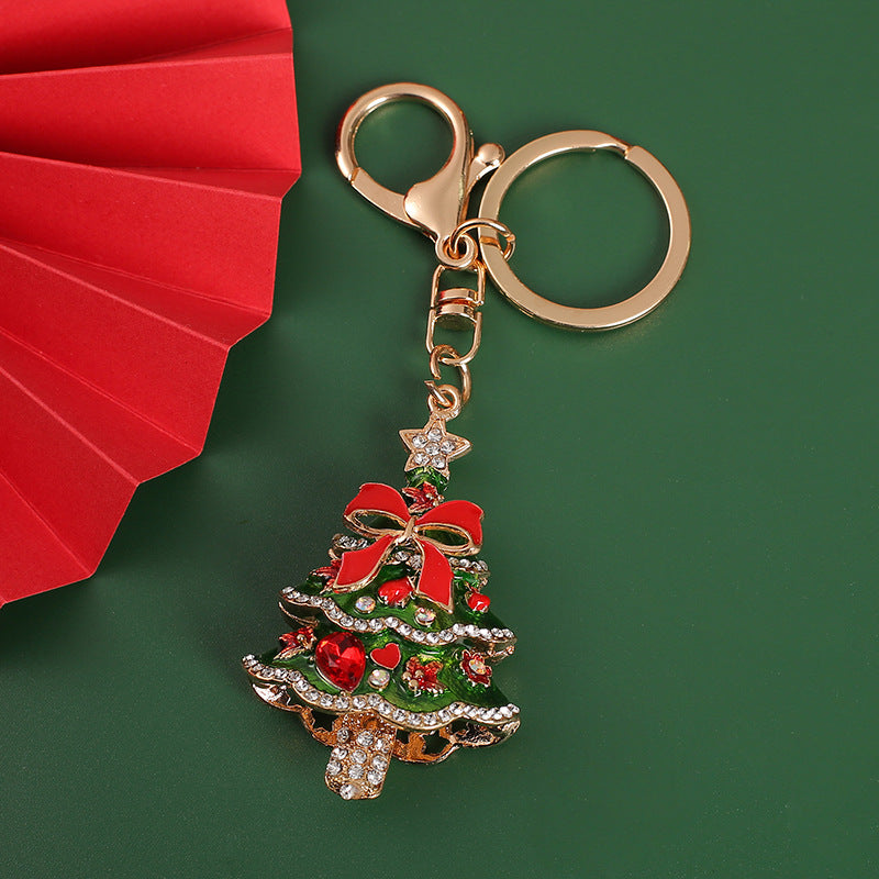 Wholesale Bowknot Christmas Tree Diamond Christmas Metal Keychain