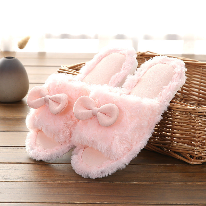 Wholesale Autumn and Winter Home Bow Simple Cotton Slippers