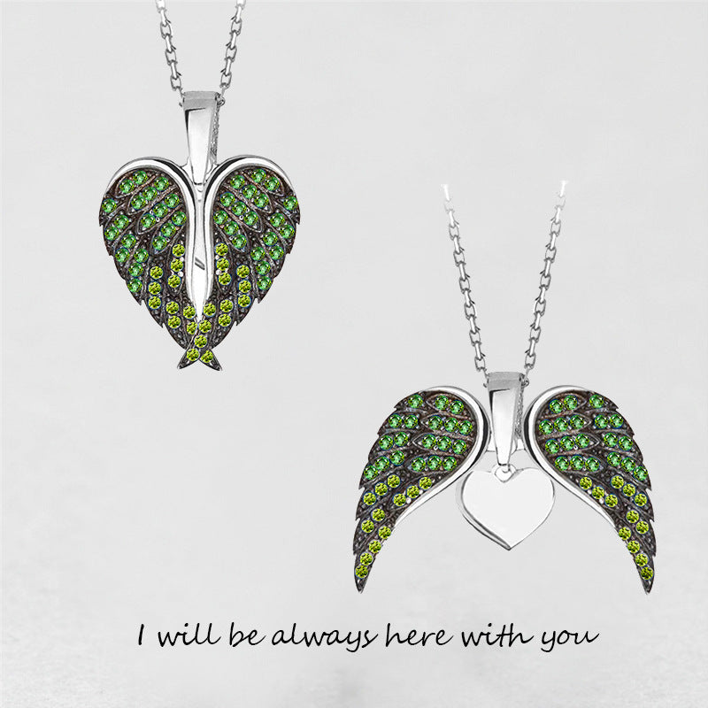 Wholesale Zircon Angel Wings Love DIY Engraving Necklace