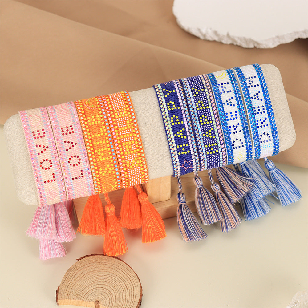 Wholesale Sequin Letter Creative Woven Bracelet