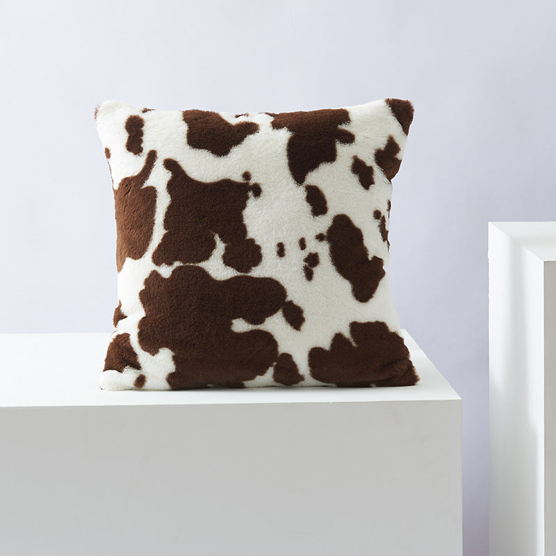 Wholesale cow flower plush double-sided pillow cover sofa cushion cover without core