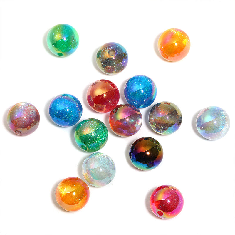 Wholesale 100pcs/pack 16mm translucent fine shimmer galaxy round beads fashionable and simple cat' s eye beads