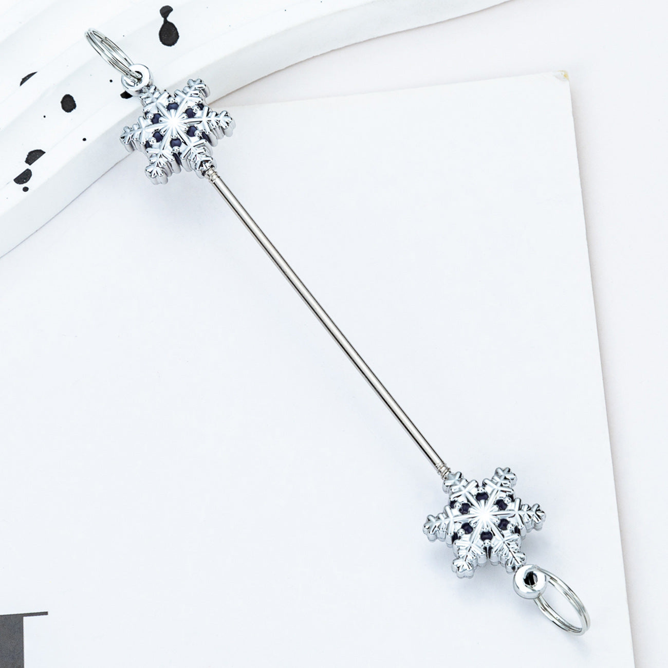 Wholesale DIY Christmas snowflake beaded keychain rod creative beaded keychain