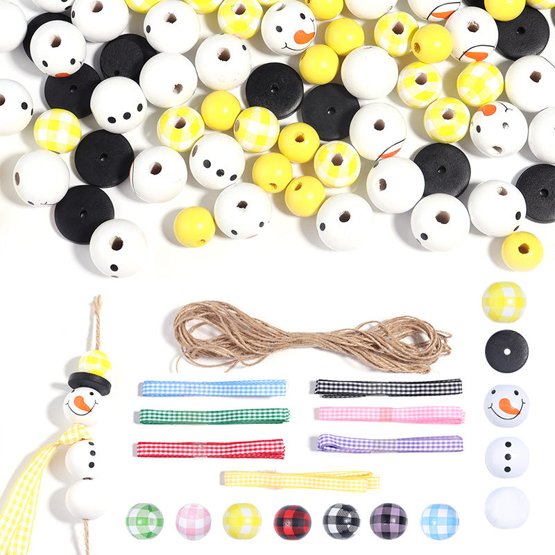 Wholesale Christmas Themed DIY Wooden Beaded Hemp Rope Set