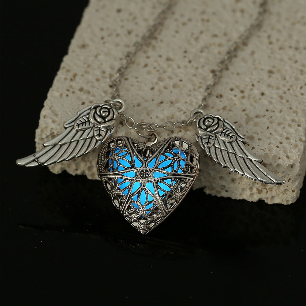 Wholesale Alloy Angel Wings Love Glow Necklace