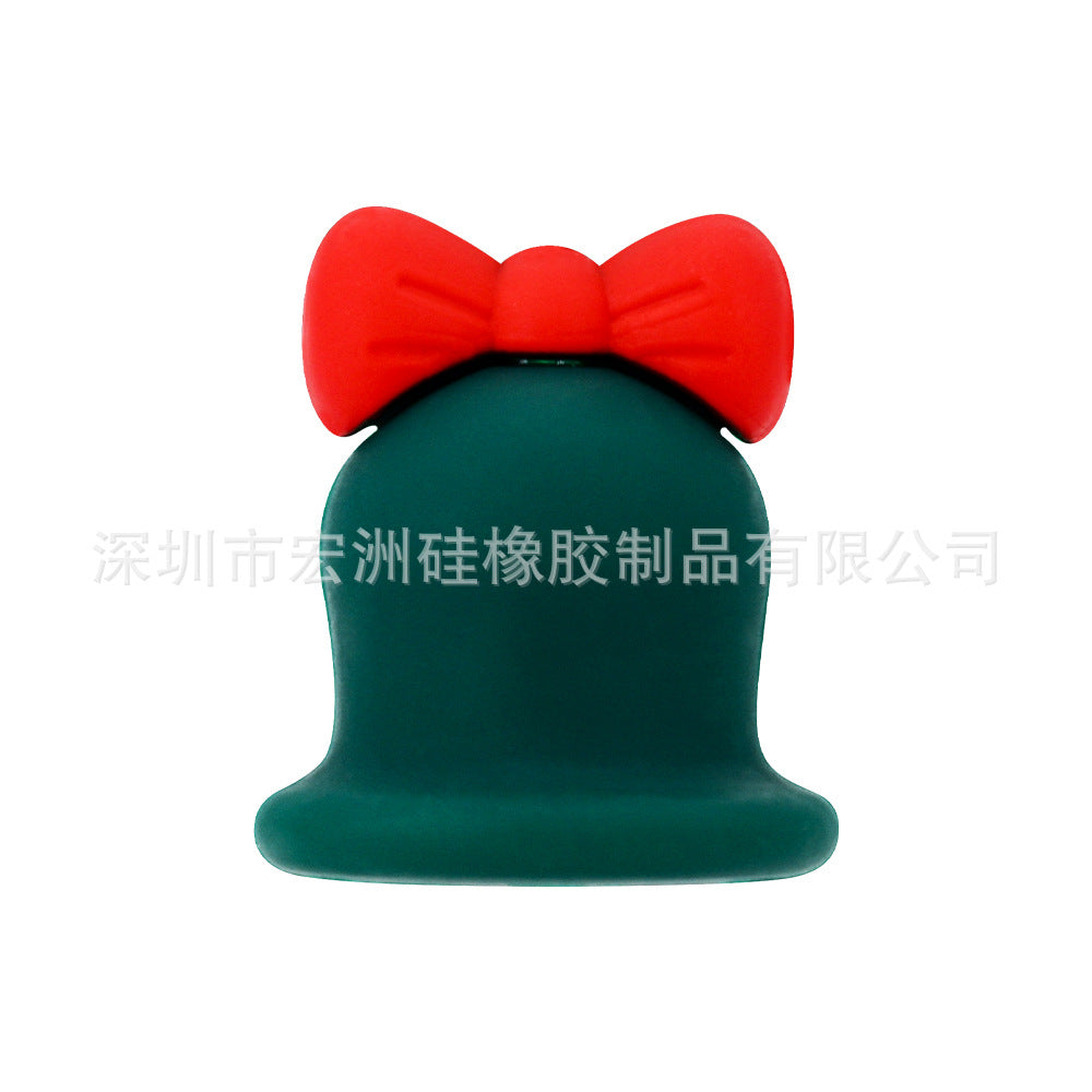 Wholesale 10pcs/ pack Christmas bell food grade silicone baby teether DIY loose beads