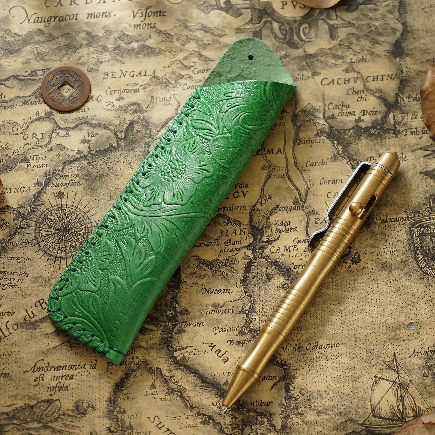 Wholesale Vintage handmade top layer cowhide leather pen case