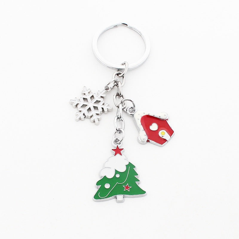 Wholesale Christmas Santa Claus Christmas Tree Drop Oil Zinc Alloy Keychain