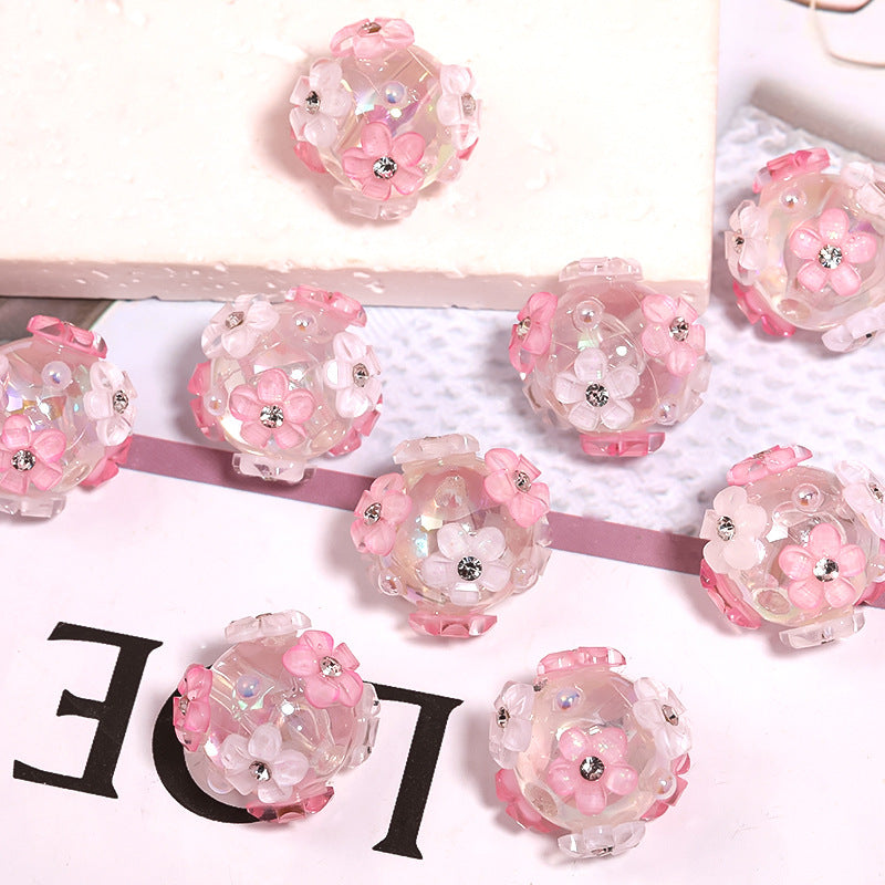 Wholesale 5PCS DIY Pearl Flower Acrylic Beads