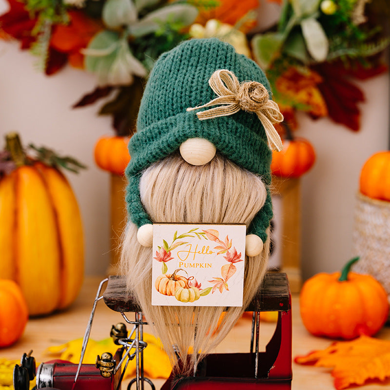 Wholesale Doll Country Dwarf Orange Thanksgiving Autumn Polyester Ornaments