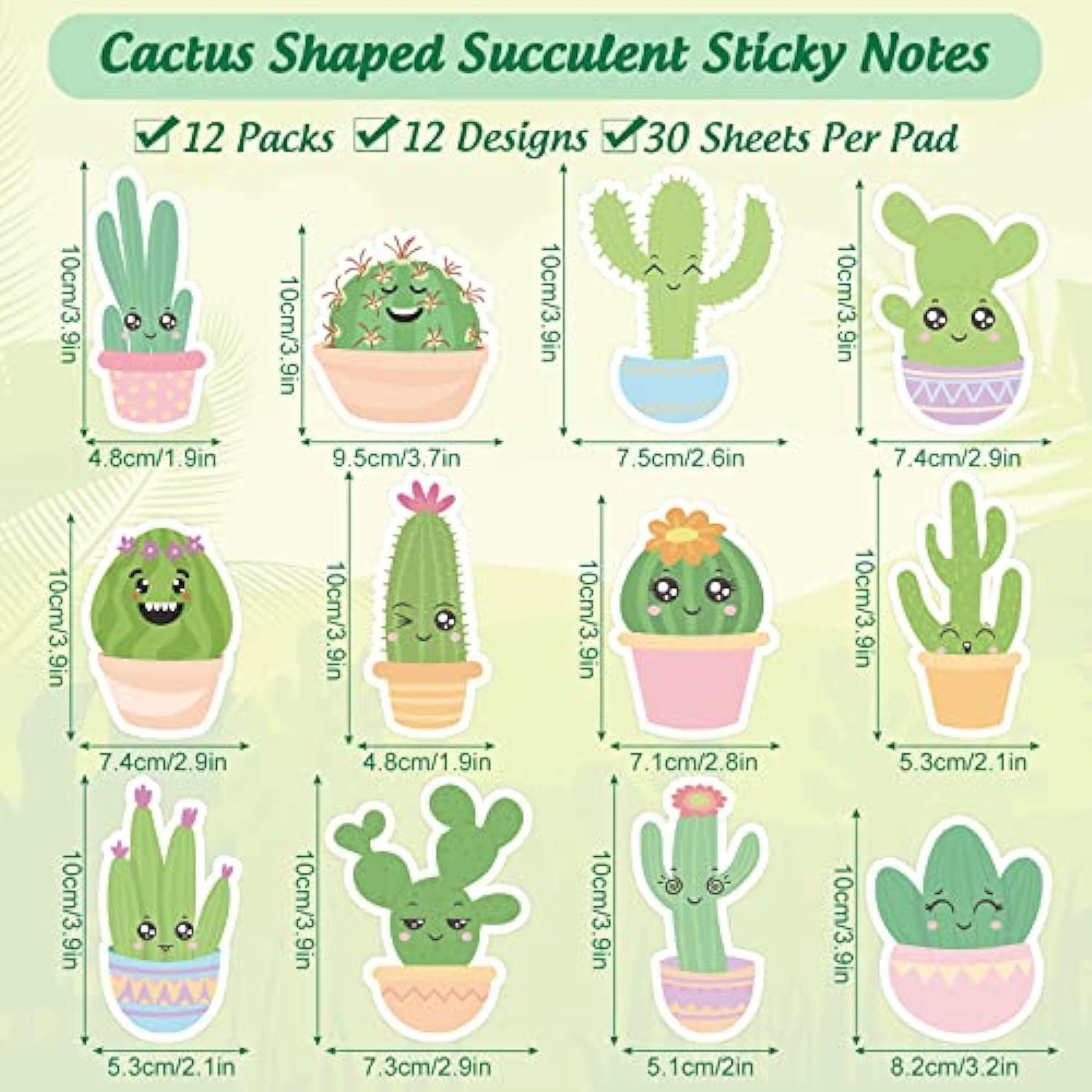 Wholesale of Green Cactus Sticky Notes