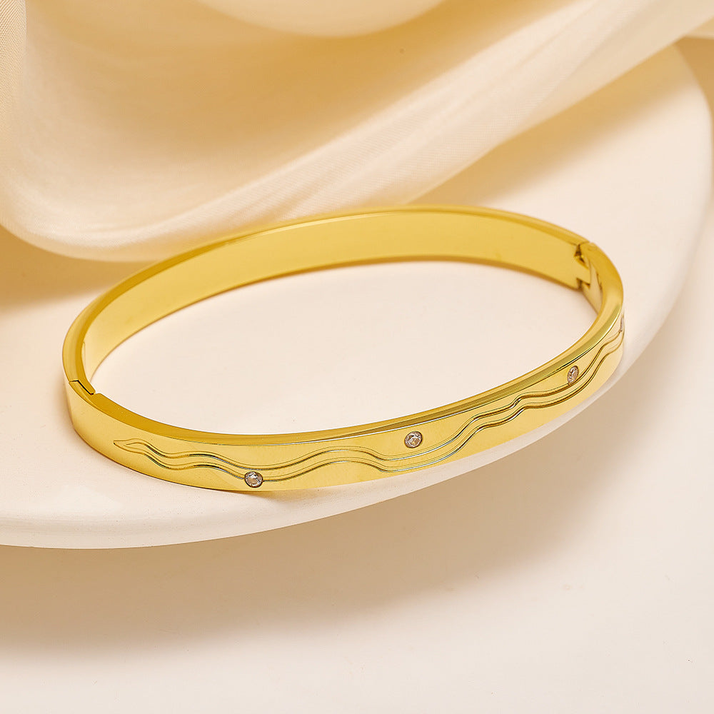 Wholesale Titanium Steel 18k Gold Plated Diamond Bracelet