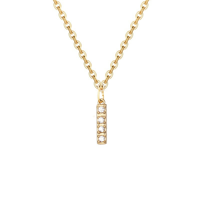 Wholesale Stainless Steel Diamond Alphabet Pendant 14K Gold Plated Necklaces