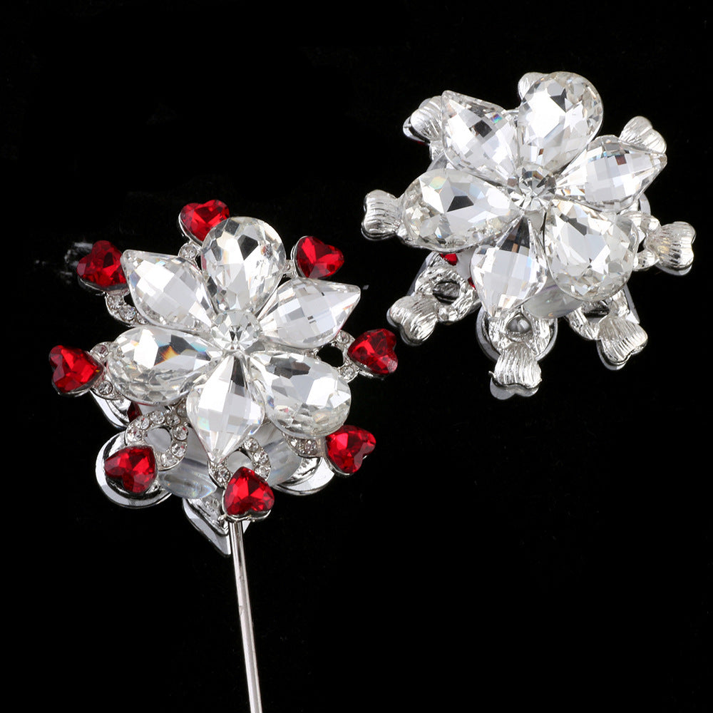 Wholesale 2pcs/pack New DIY Diamond Rotating Snow  Alloy Clay Straight Hole Beads Accessories