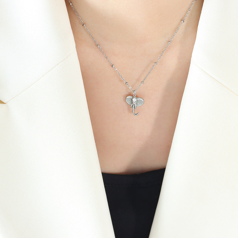 Wholesale Gold Plated 3D Elephant Pendant Titanium Steel Necklaces