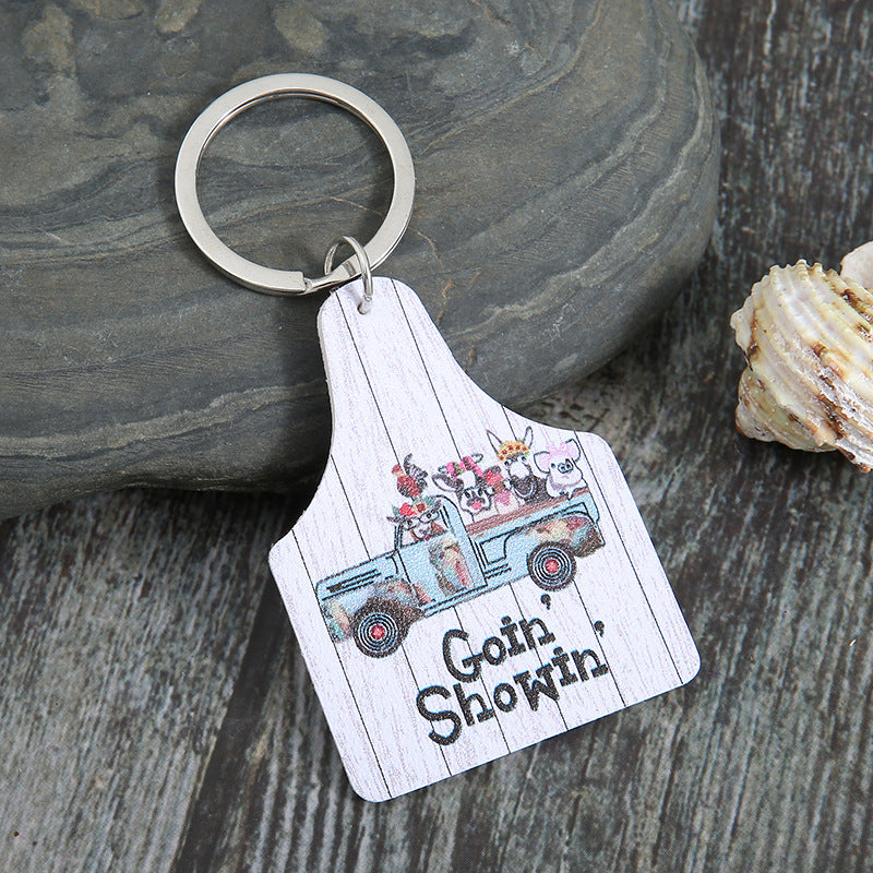 Wholesale Simple Ranch Style Graffiti Car Animal Letter Leather Accessories Keychain