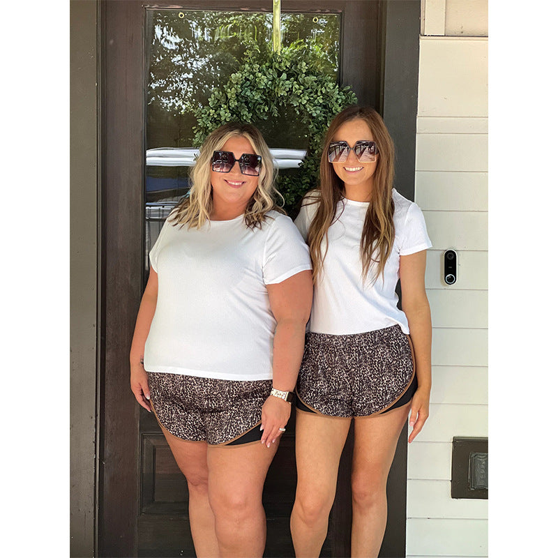 Wholesale Regular Leopard Print Patchwork Women's Shorts