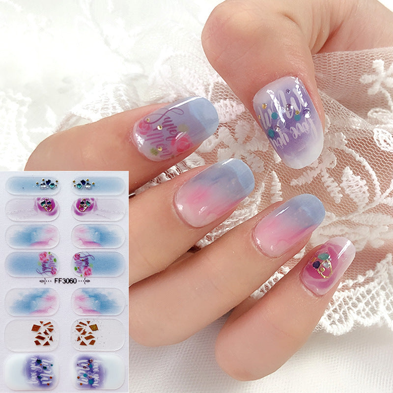 CWholesale 5D Imitation Diamond Nail Sticker Baking Free Gel Christmas Snowflake Elk Nail Sticker DIY Nail Stickers
