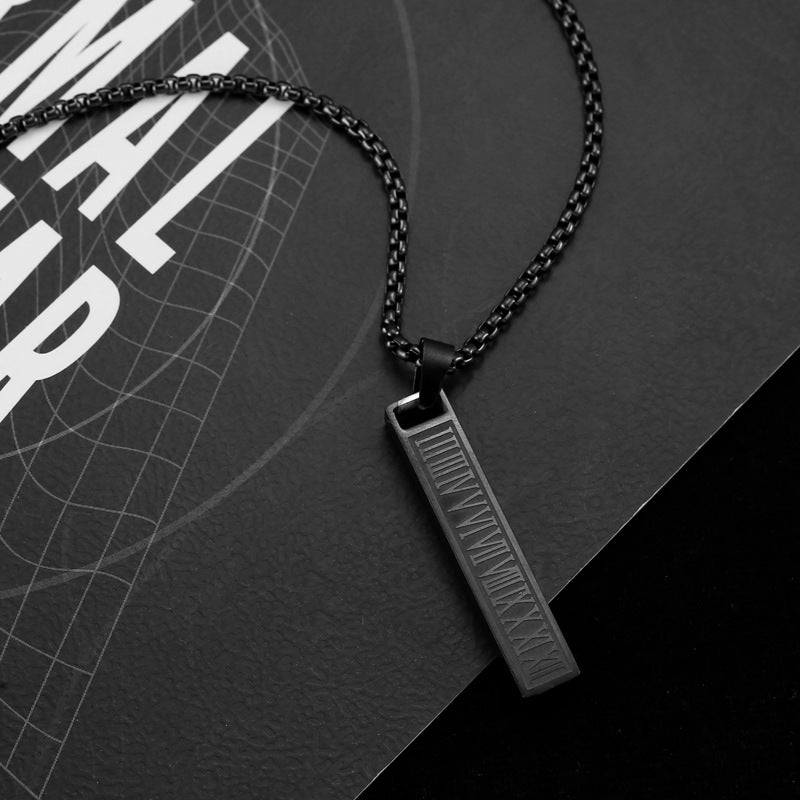 Wholesale Stainless Steel Roman Retro Three-Dimensional Rectangular Necklaces