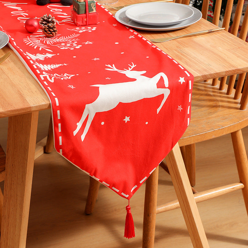 Wholesale Printed tassel table runner Christmas print table runner